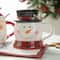 Glitzhome® Christmas Ceramic Santa & Snowman Mug with Lid & Spoon Set
